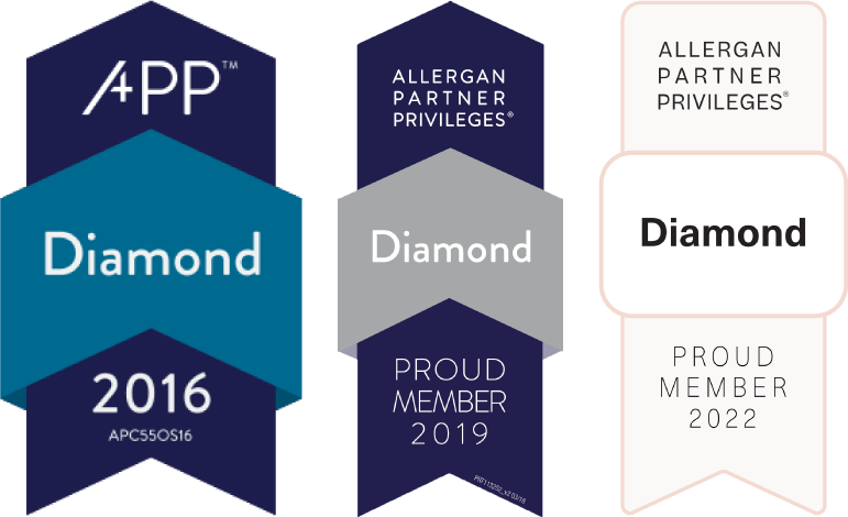 APP and Allergan diamond badges