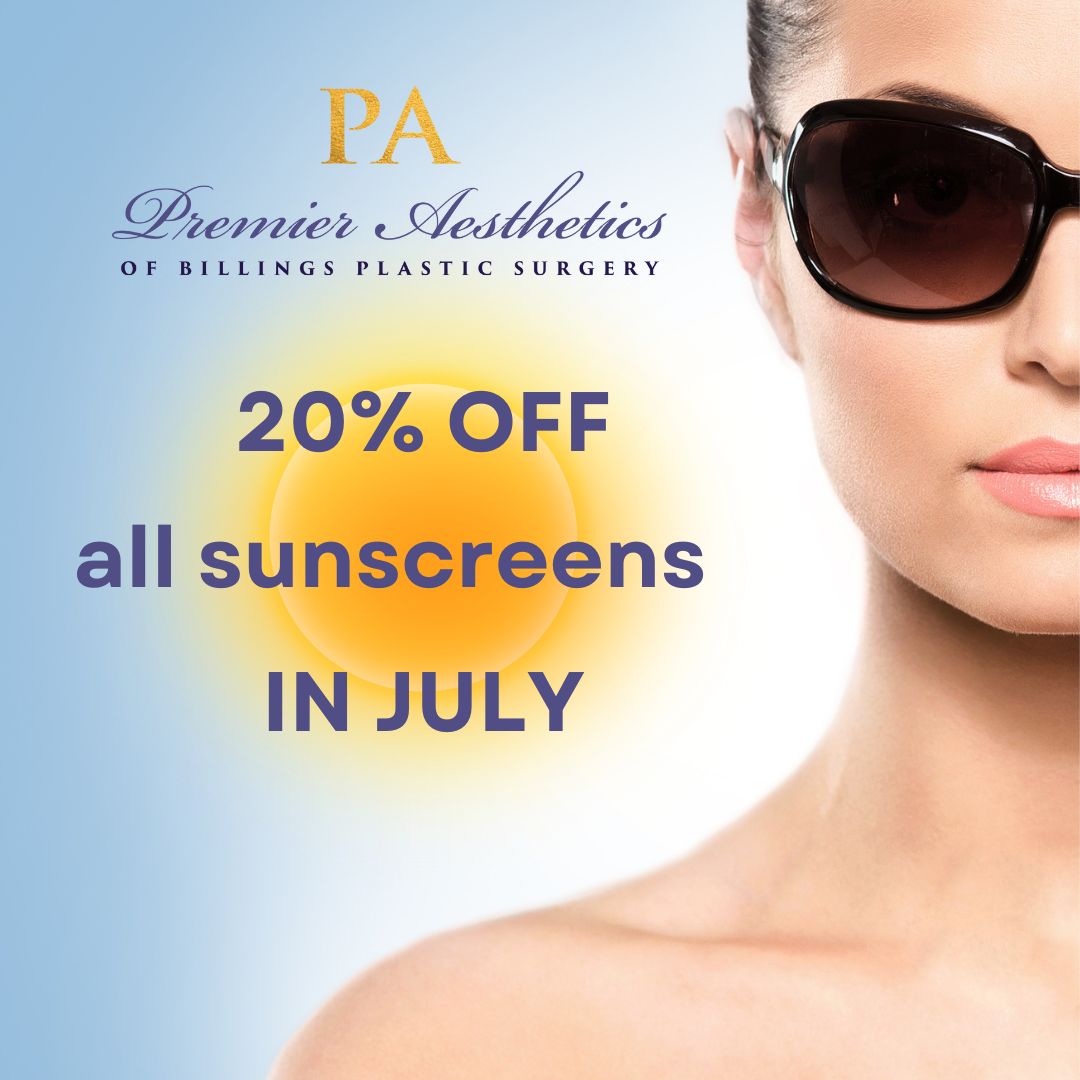 20% Off all sunscreens in July 2024 at Premier Aesthetics